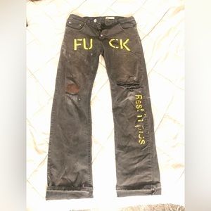 Custom slim fit wranglers, made by a local artist in Fredericksburg 32x32